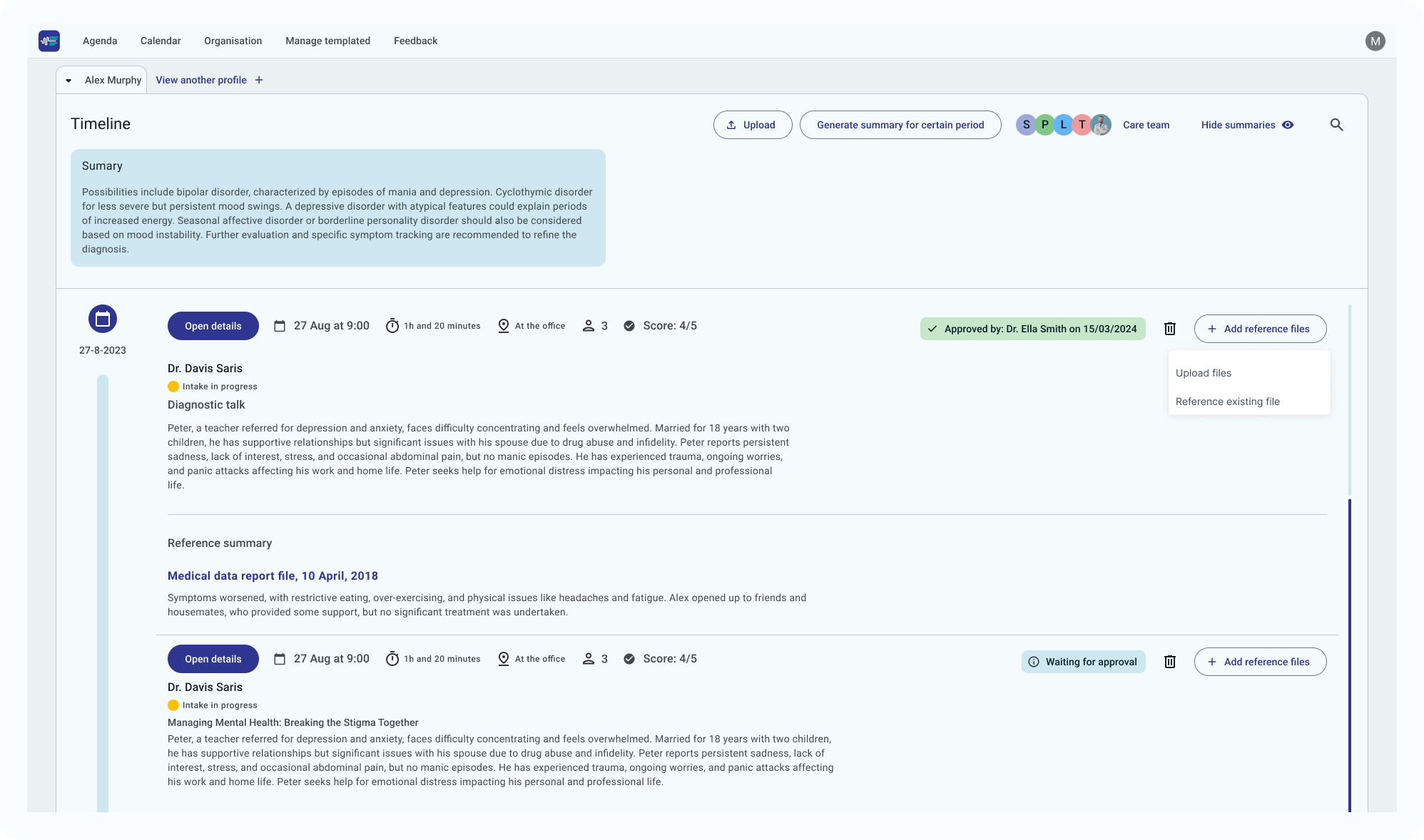 10 year history of the patient and upload all documents